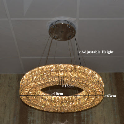Crystal LED Wheel Pendant Ceiling Light-Colour Changing Dimmable with Remote Control-202134-650chrome