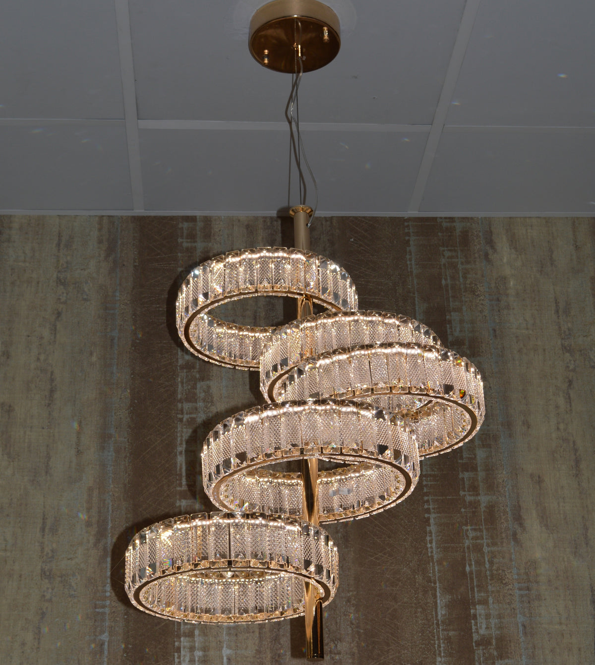 5 Tier Crystal LED Pendant Ceiling Light-color changing & dimmer feature with remote control –Y608-400+600