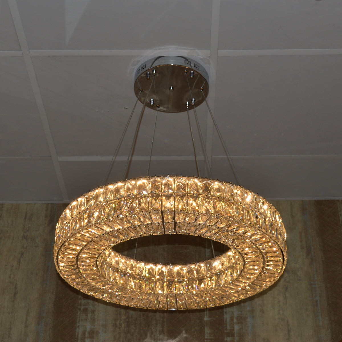 Crystal LED Wheel Pendant Ceiling Light-Colour Changing Dimmable with Remote Control-202134-650chrome
