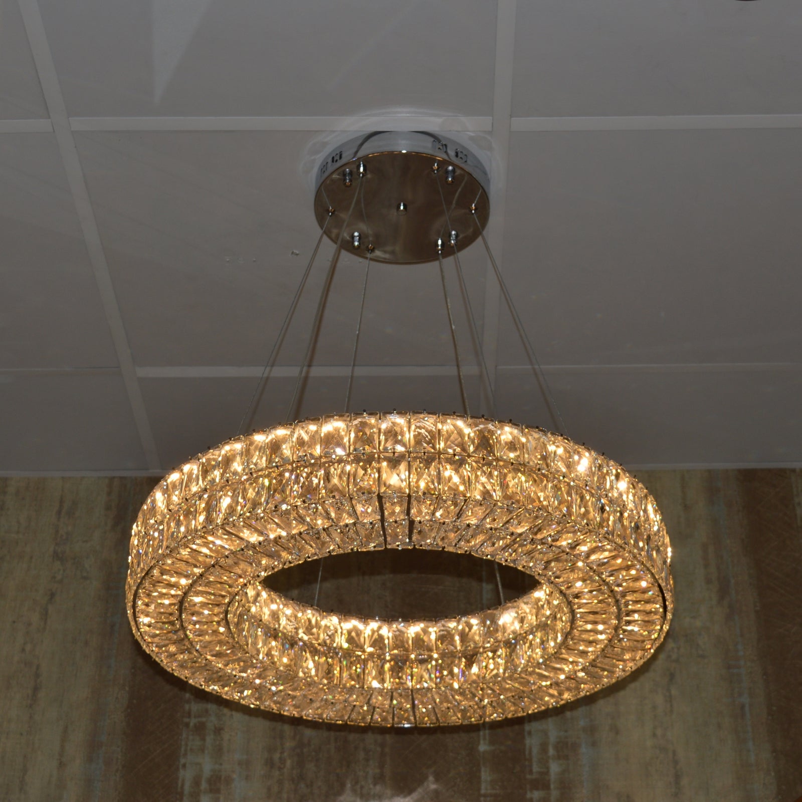 Crystal LED Wheel Pendant Ceiling Light-Colour Changing Dimmable with Remote Control-202134-650chrome
