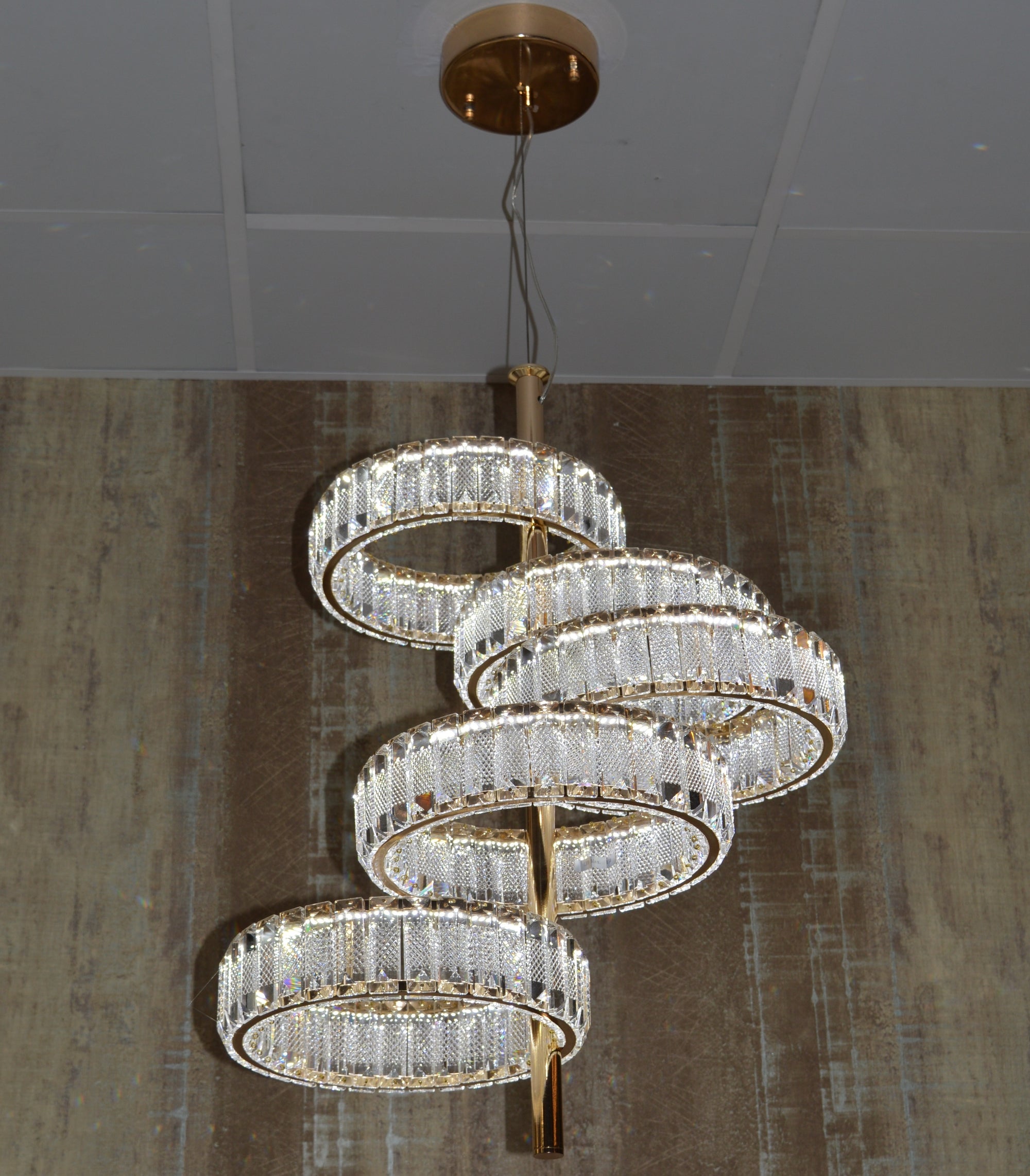 Modern Crystal Pendant Ceiling Light-colour changing brightness adjustment feature-remote control- with matching Floor & Table Lamps –Y608-400+600