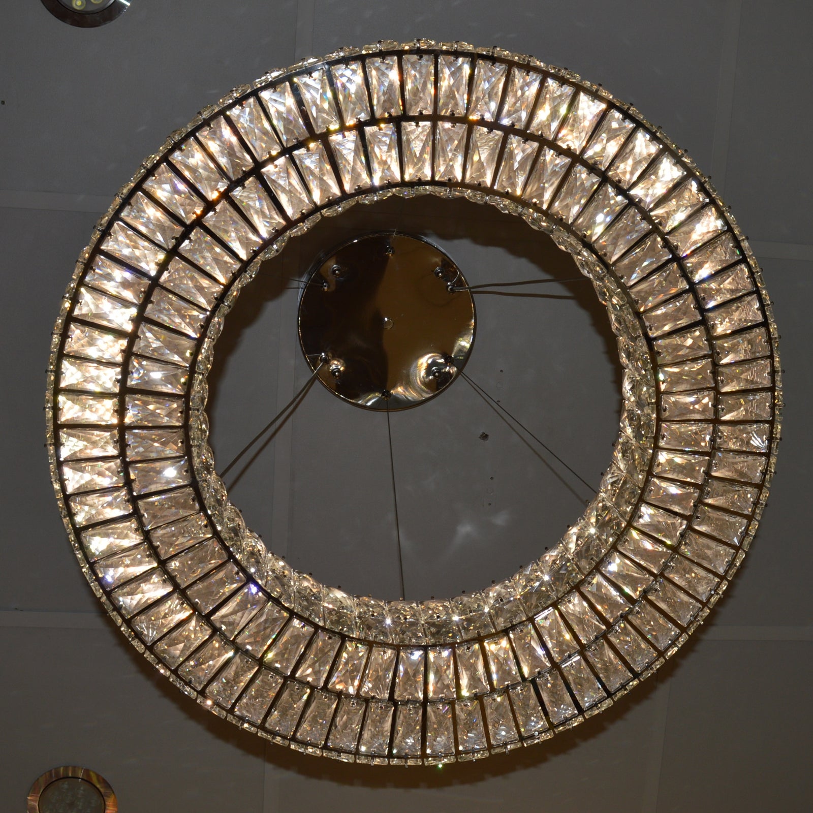 Crystal LED Wheel Pendant Ceiling Light-Colour Changing Dimmable with Remote Control-202134-650chrome