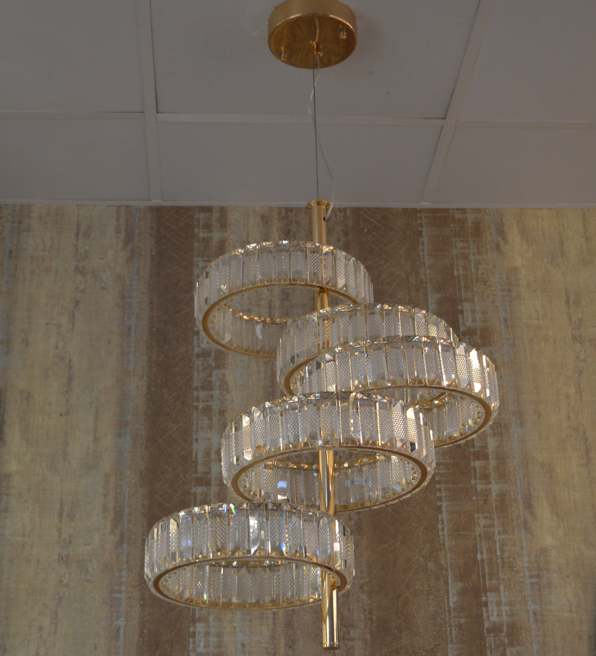 Modern Crystal Pendant Ceiling Light-colour changing brightness adjustment feature-remote control- with matching Floor & Table Lamps –Y608-400+600