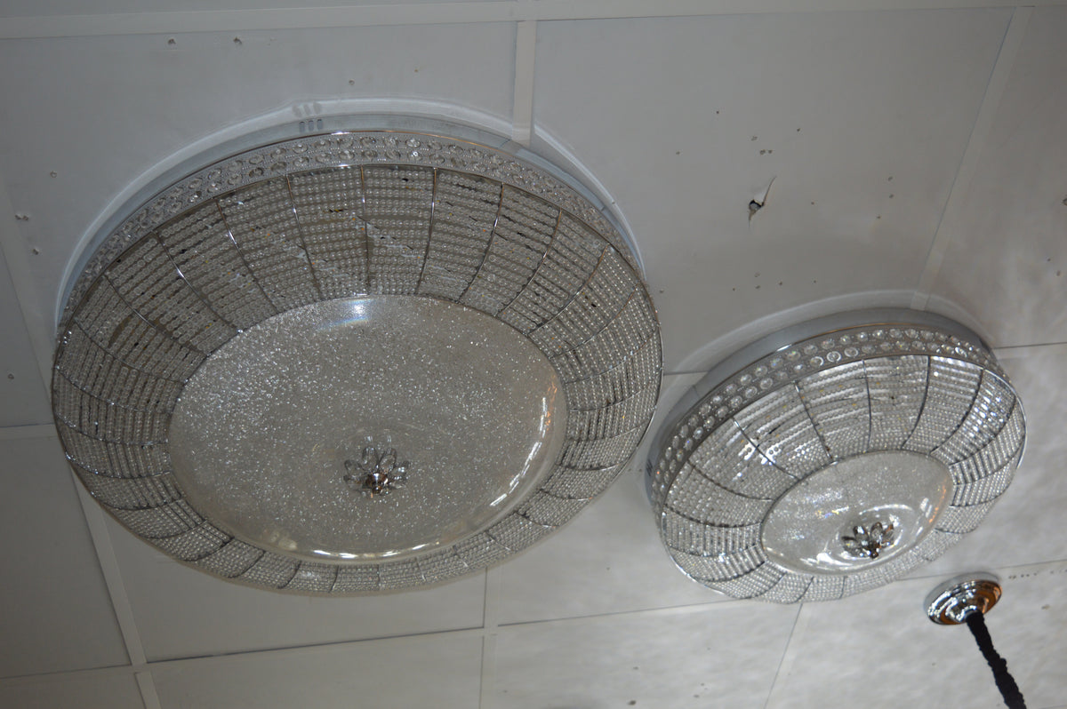 LED Crystallic Flushmount Ceiling Light with colour changing features- 9181-800 & 600 Gold/Chrome