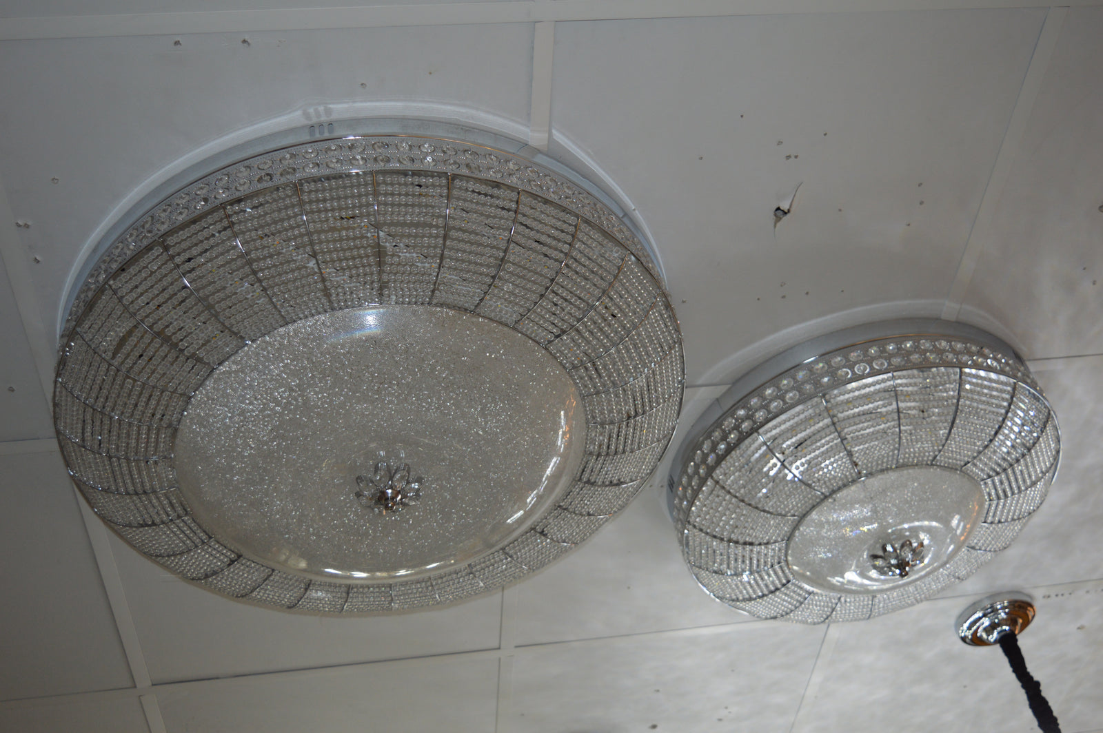 LED Crystallic Flushmount Ceiling Light with colour changing features- 9181-800 & 600 Gold/Chrome