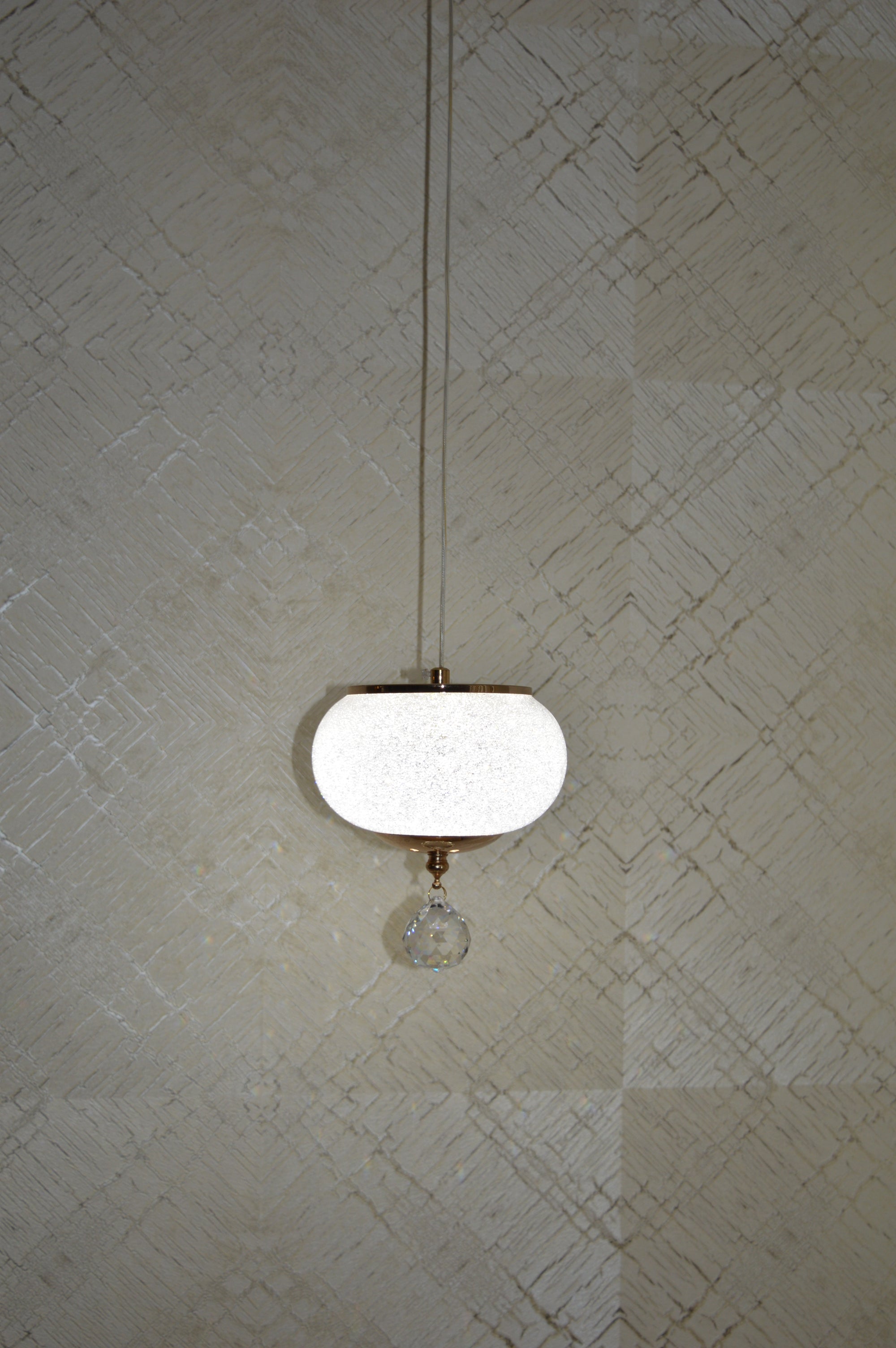 Crystal Glob single Pendant Light with Colour Changing feature-2113-1P-chrome & gold