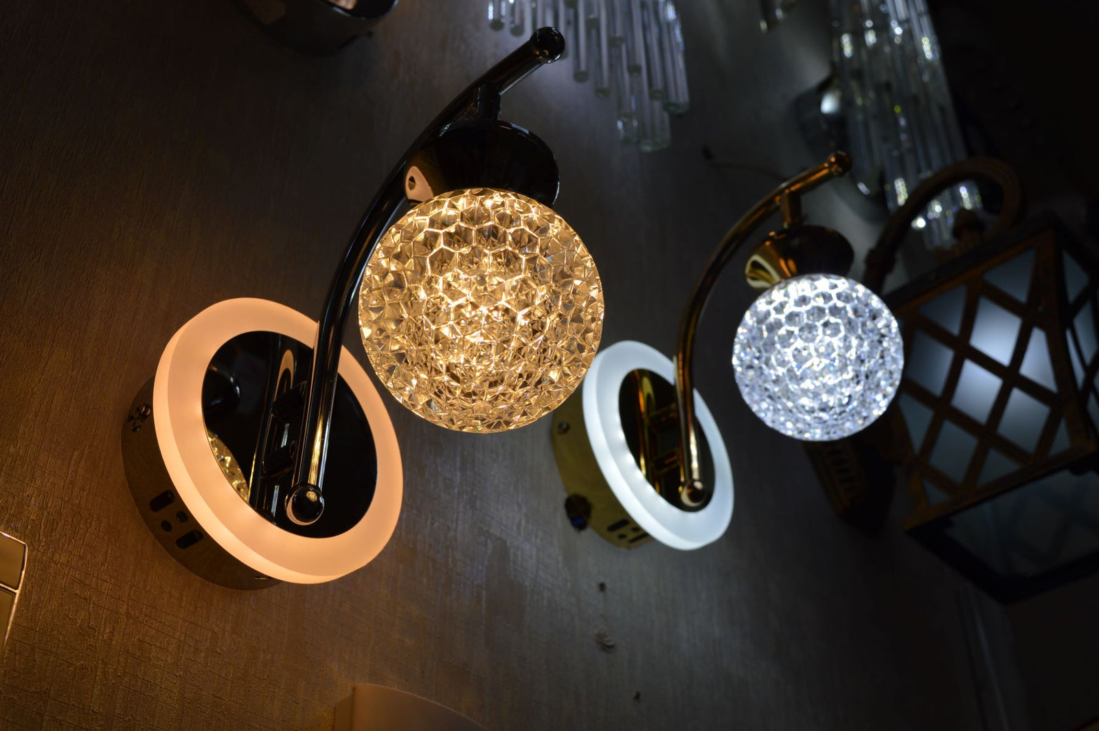 Modern LED Crystal Globe Wall Light 02 Colours Available