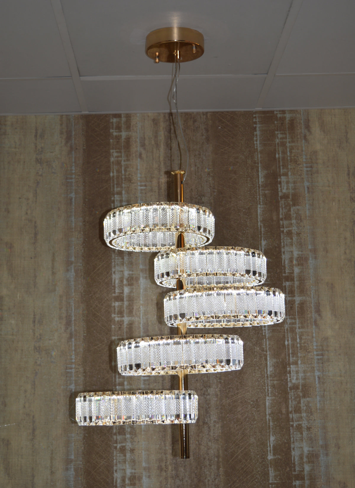 5 Tier Crystal LED Pendant Ceiling Light-color changing & dimmer feature with remote control –Y608-400+600