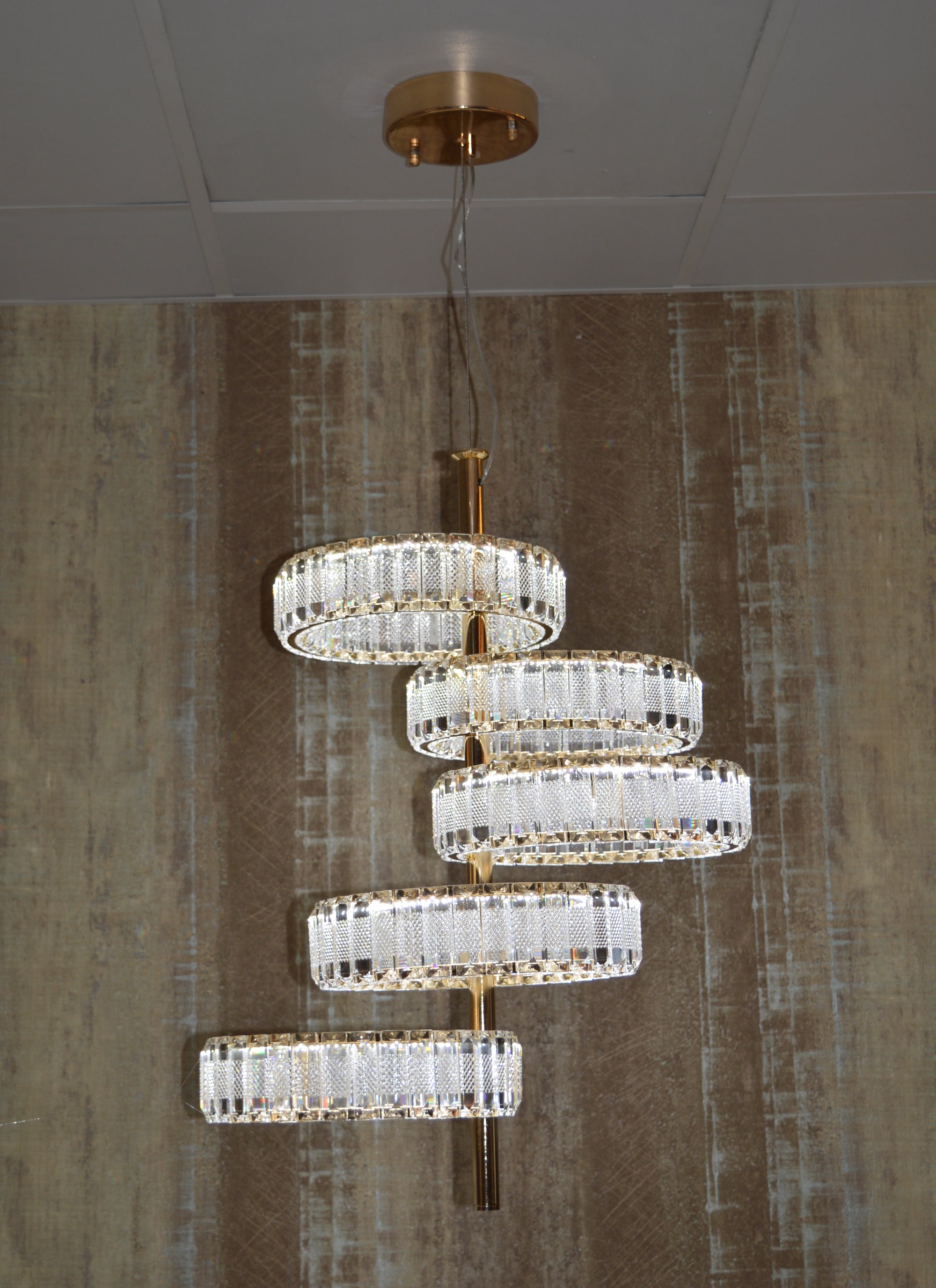 5 Tier Crystal LED Incorporated Ceiling Light with colour changing and brightness adjustment feature remote control matching Floor Table Lamps
