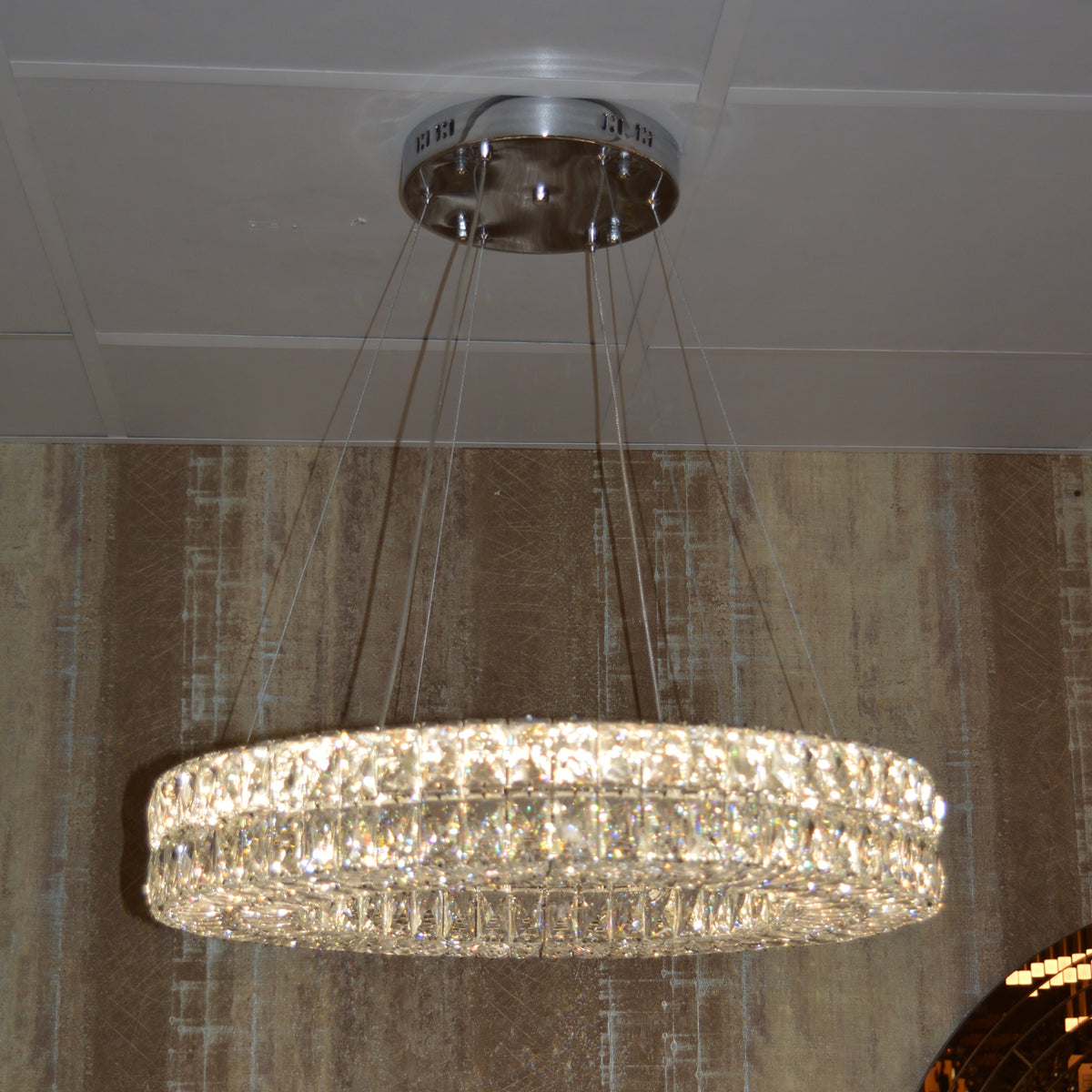 Crystal LED Wheel Pendant Ceiling Light-Colour Changing Dimmable with Remote Control-202134-650chrome