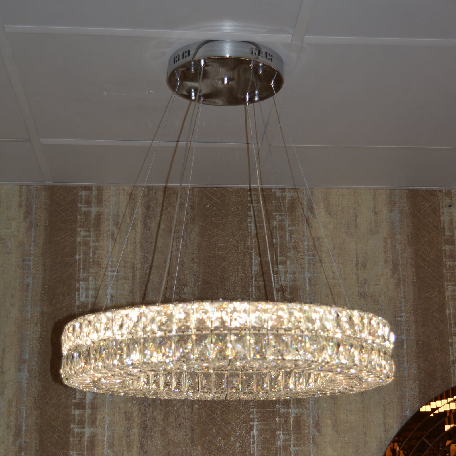 Crystal LED Wheel Pendant Ceiling Light-Colour Changing Dimmable with Remote Control-202134-650chrome