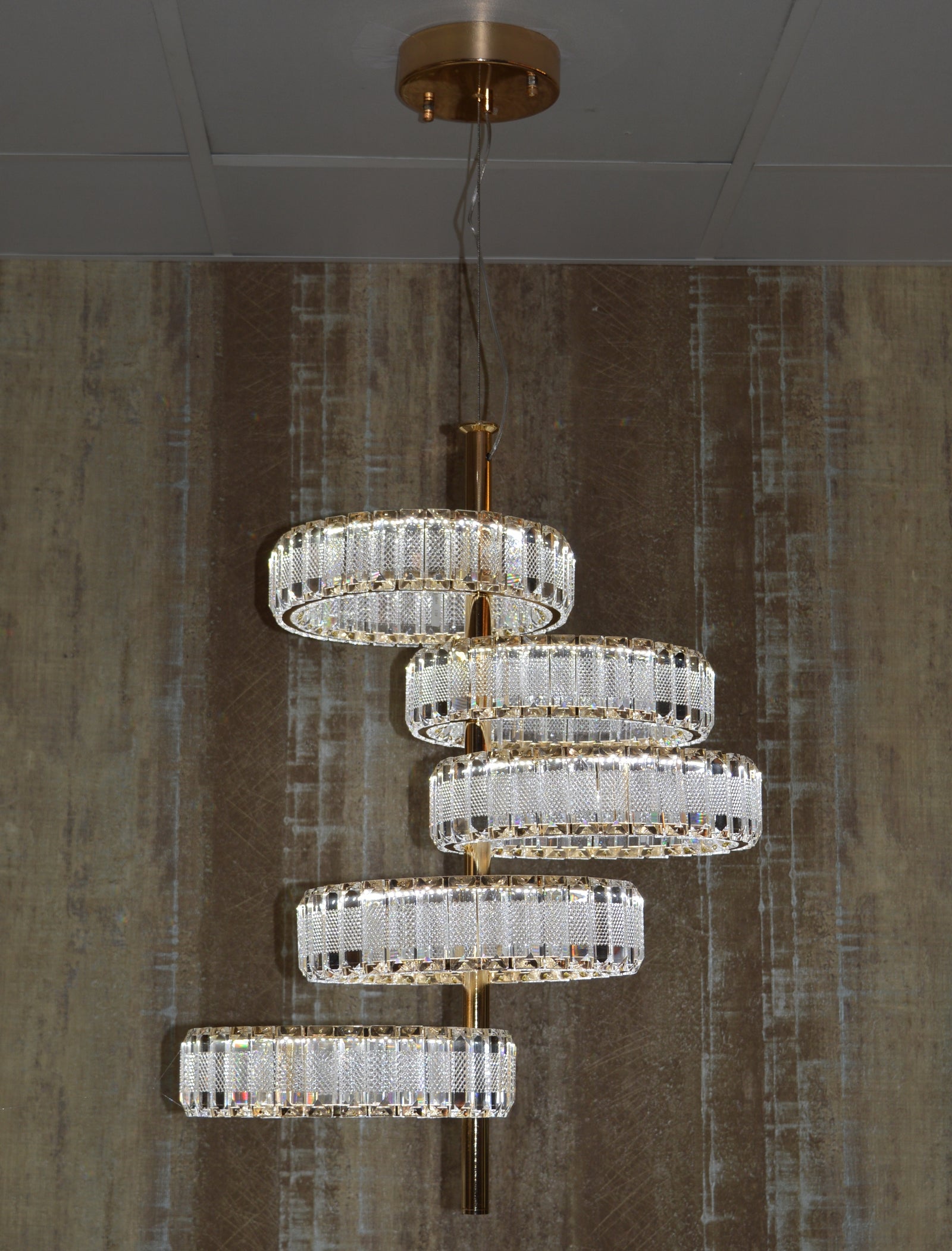 Modern Crystal Pendant Ceiling Light-colour changing brightness adjustment feature-remote control- with matching Floor & Table Lamps –Y608-400+600