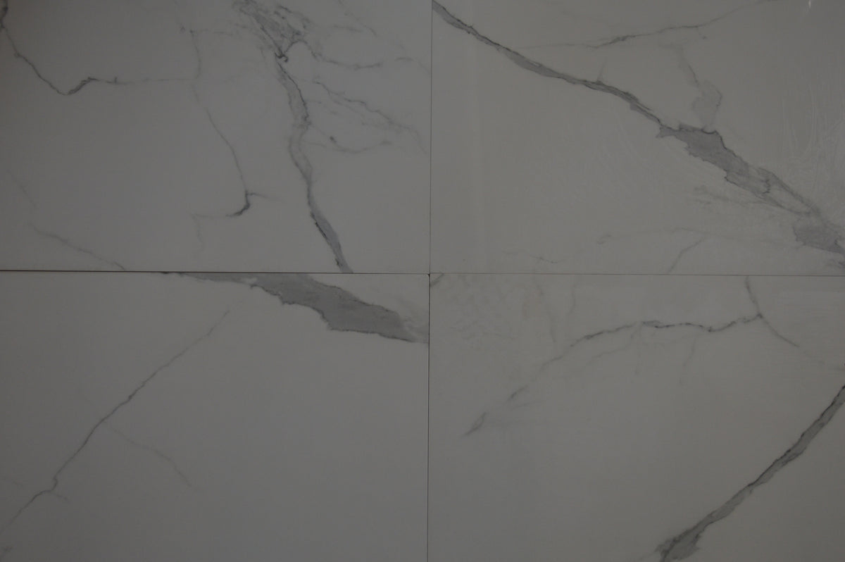 White Marble Effect Glossy Porcelain Tiles Wall & Floor Tiles-600*600*10.5mm-ELN05560S
