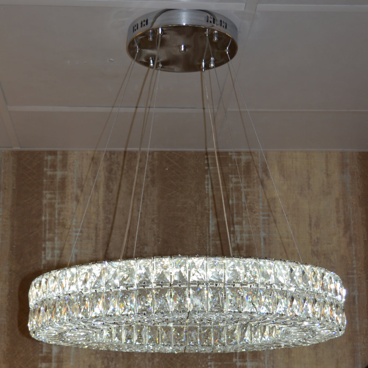 Crystal LED Wheel Pendant Ceiling Light-Colour Changing Dimmable with Remote Control-202134-650chrome