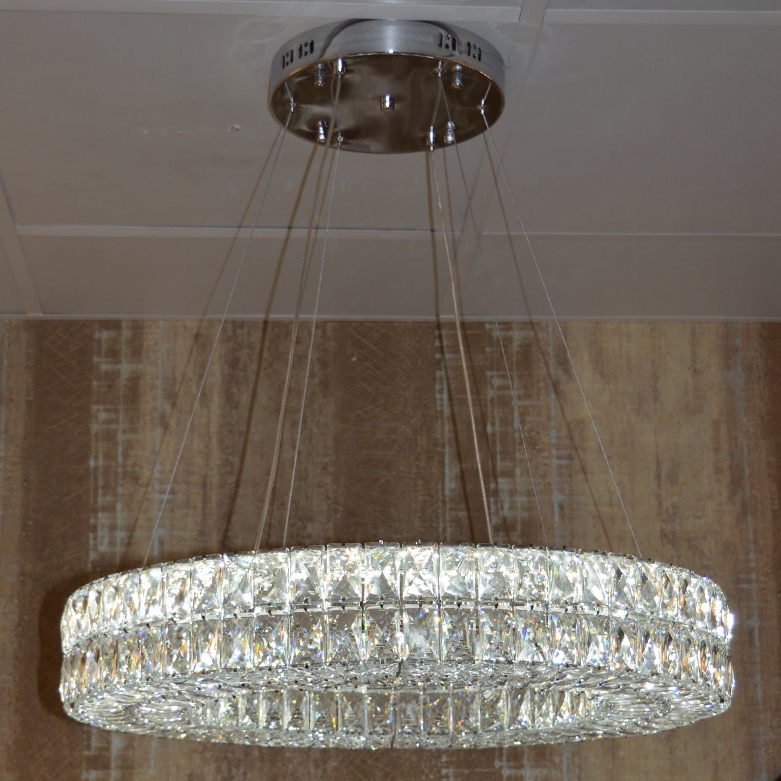 Crystal LED Wheel Pendant Ceiling Light-Colour Changing Dimmable with Remote Control-202134-650chrome