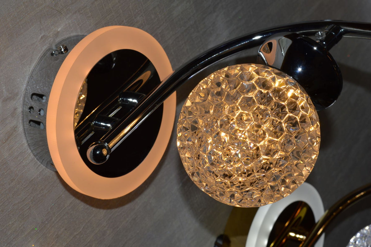 Modern LED Crystal Globe Wall Light 02 Colours Available