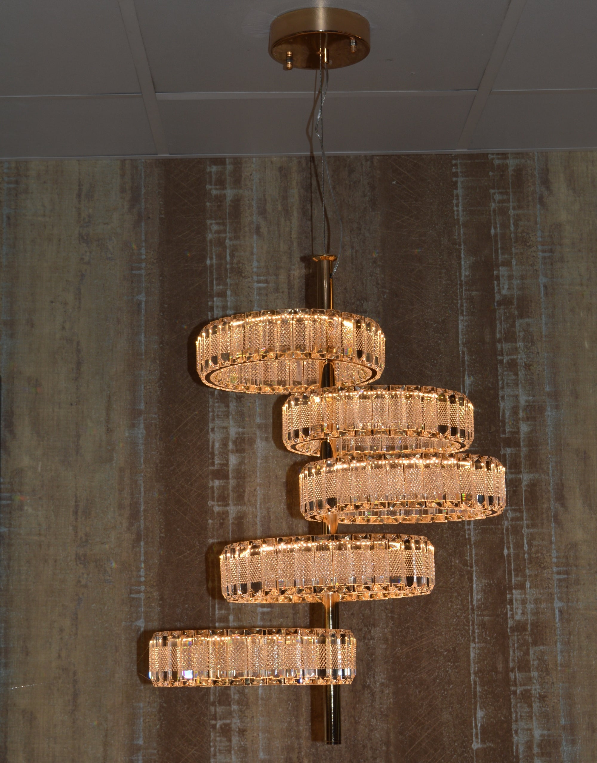 Modern Crystal Pendant Ceiling Light-colour changing brightness adjustment feature-remote control- with matching Floor & Table Lamps –Y608-400+600