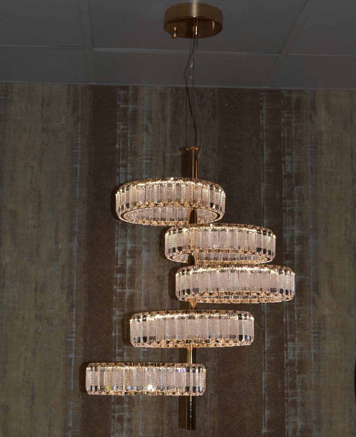 Modern Crystal Pendant Ceiling Light-colour changing brightness adjustment feature-remote control- with matching Floor & Table Lamps –Y608-400+600