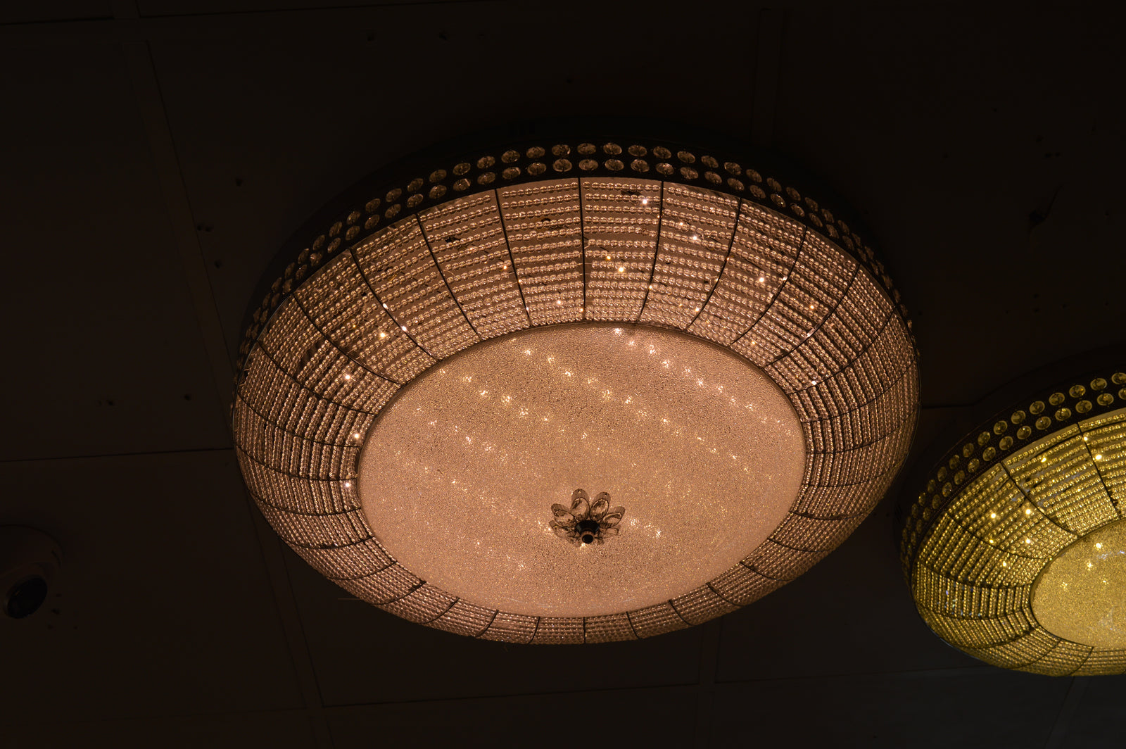 Luxury Crystal LED Flush Ceiling Light Gold Frame – 03 Colour Changing - 02 Size