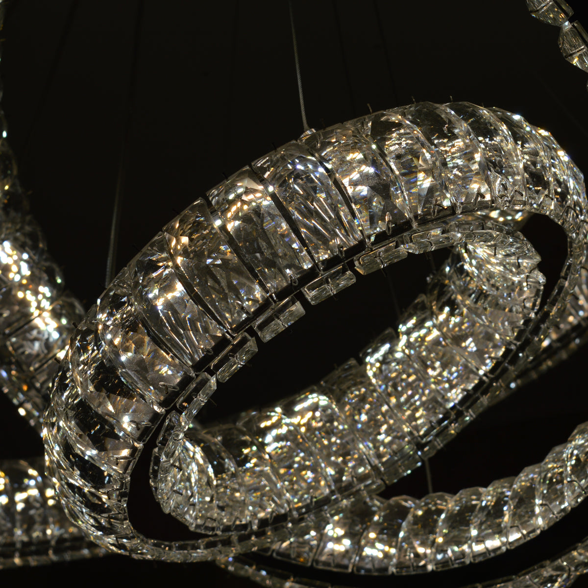 Luxury Modern LED Crystal Ring Chandelier Ceiling Light – Adjustable Pendant