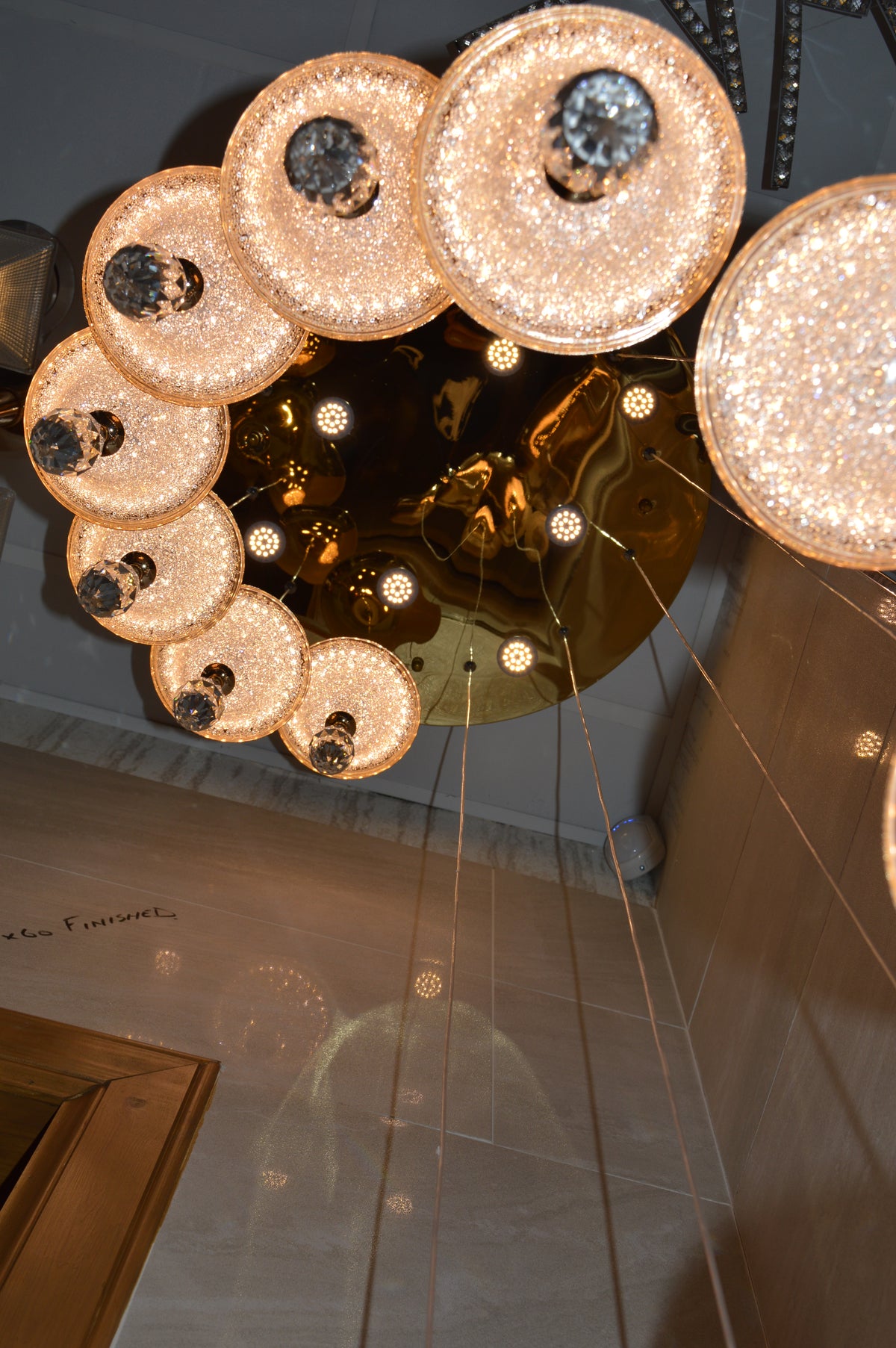 Crystal Drop Modern Staircase/Hallway Pendant Ceiling Light-Gold-6301-12pendants