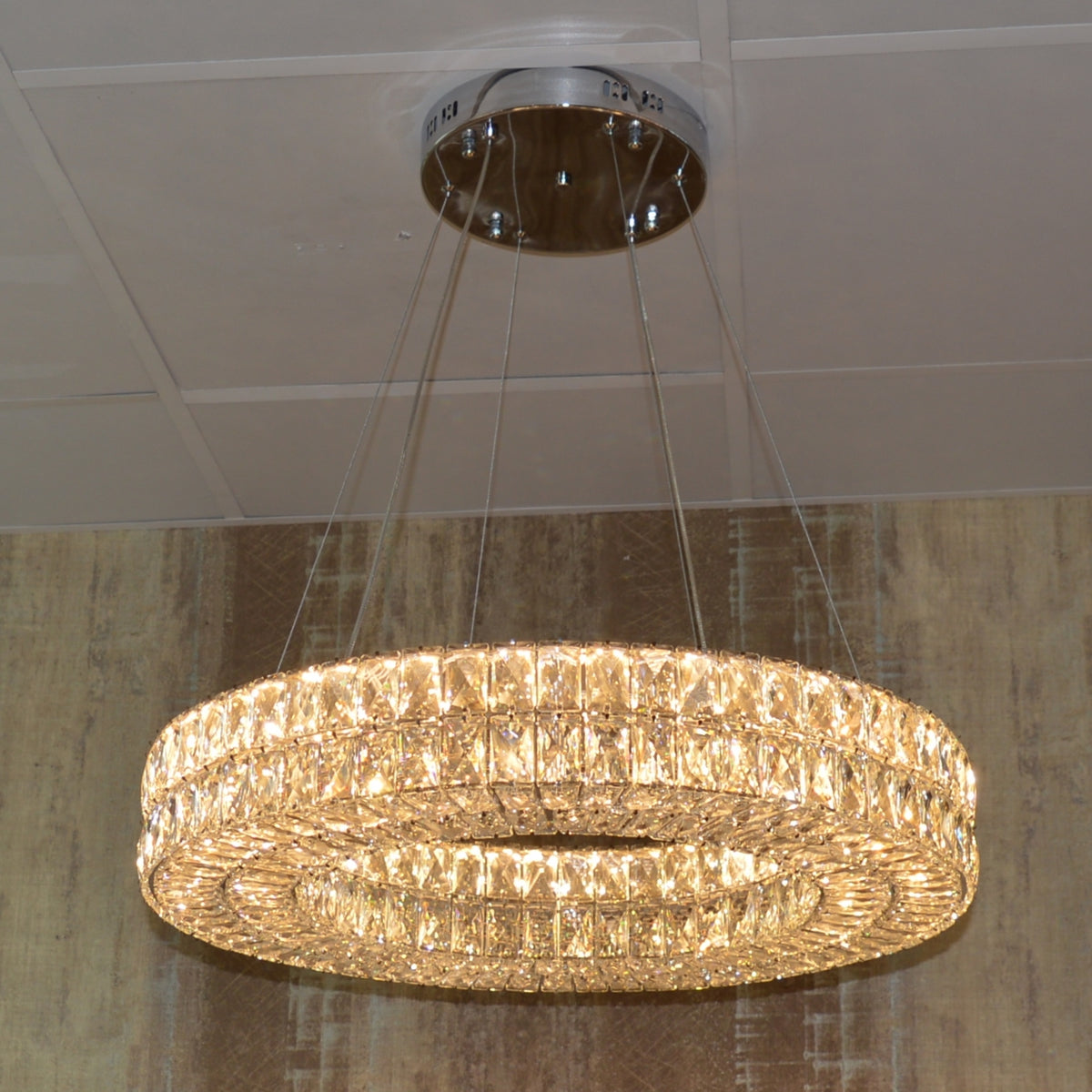 Crystal LED Wheel Pendant Ceiling Light-Colour Changing Dimmable with Remote Control-202134-650chrome
