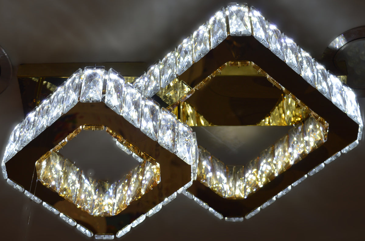 Modern Dual Square Ceiling LED Gold Finish - 3 Color Changing – 40W