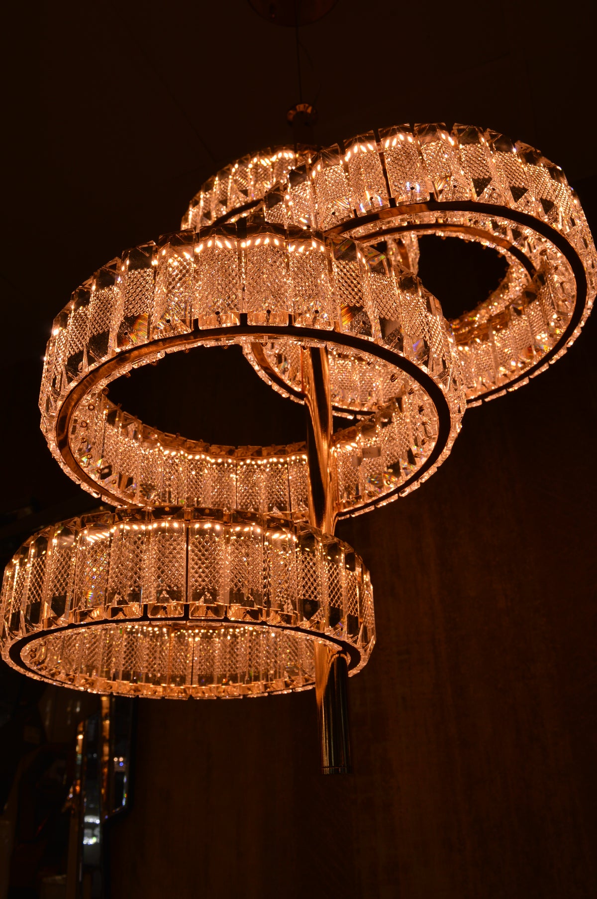 Modern Crystal Pendant Ceiling Light-colour changing brightness adjustment feature-remote control- with matching Floor & Table Lamps –Y608-400+600