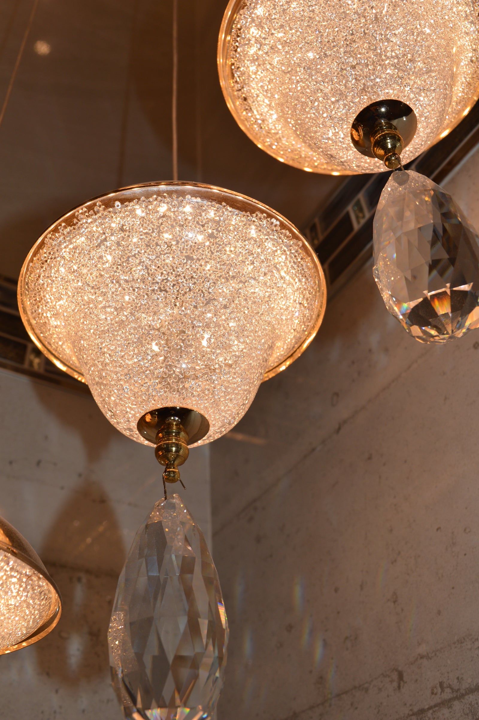 Crystal Drop Modern Staircase/Hallway Pendant Ceiling Light-Gold-6301-12pendants