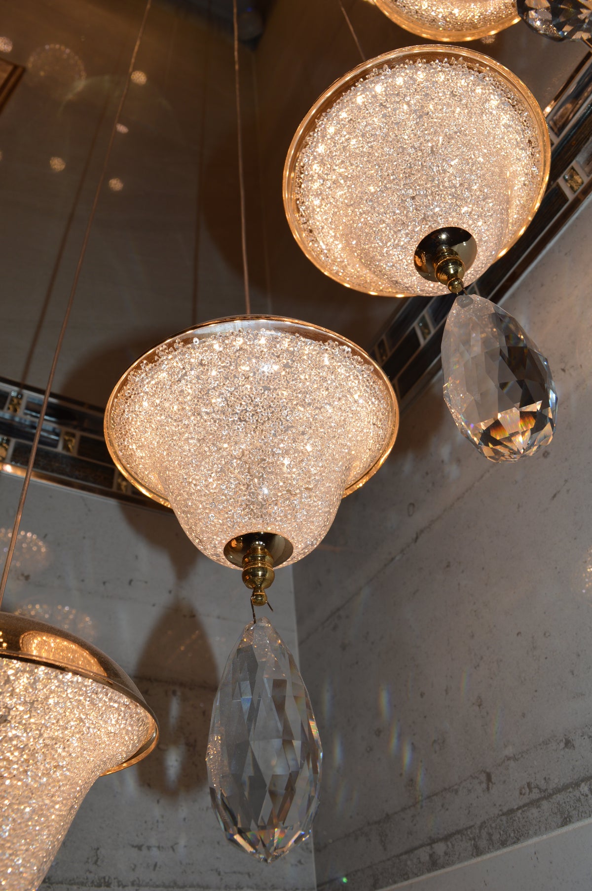 Crystal Drop Modern Staircase/Hallway Pendant Ceiling Light-Gold-6301-12pendants