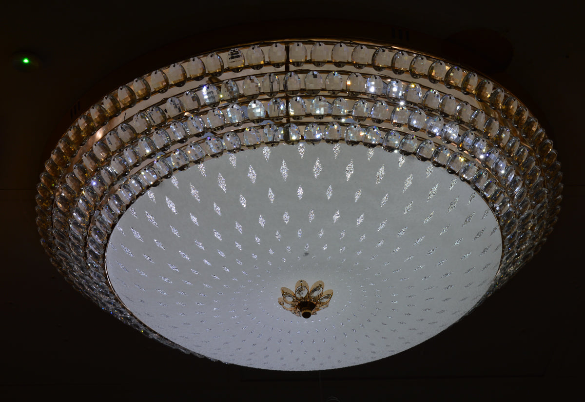 Luxury Crystal LED Flush Mount Ceiling Light Gold Round