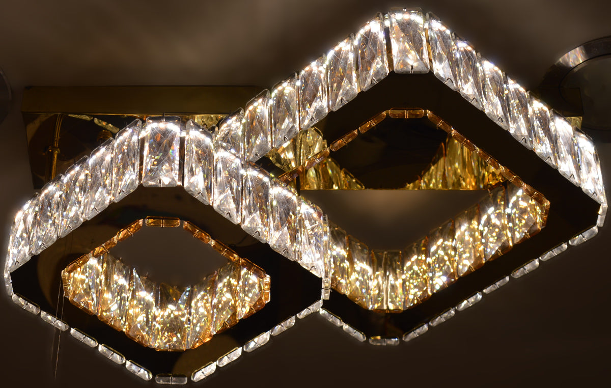 Modern Dual Square Ceiling LED Gold Finish - 3 Color Changing – 40W