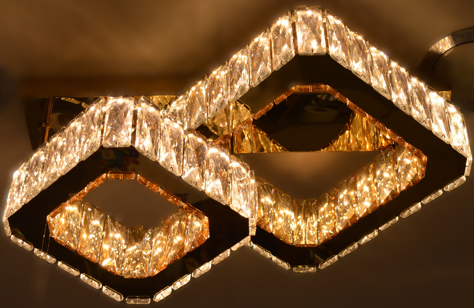 Modern Dual Square Ceiling LED Gold Finish - 3 Color Changing – 40W