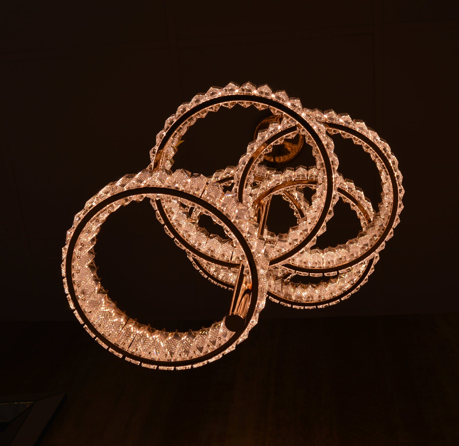 Modern Crystal Pendant Ceiling Light-colour changing brightness adjustment feature-remote control- with matching Floor & Table Lamps –Y608-400+600