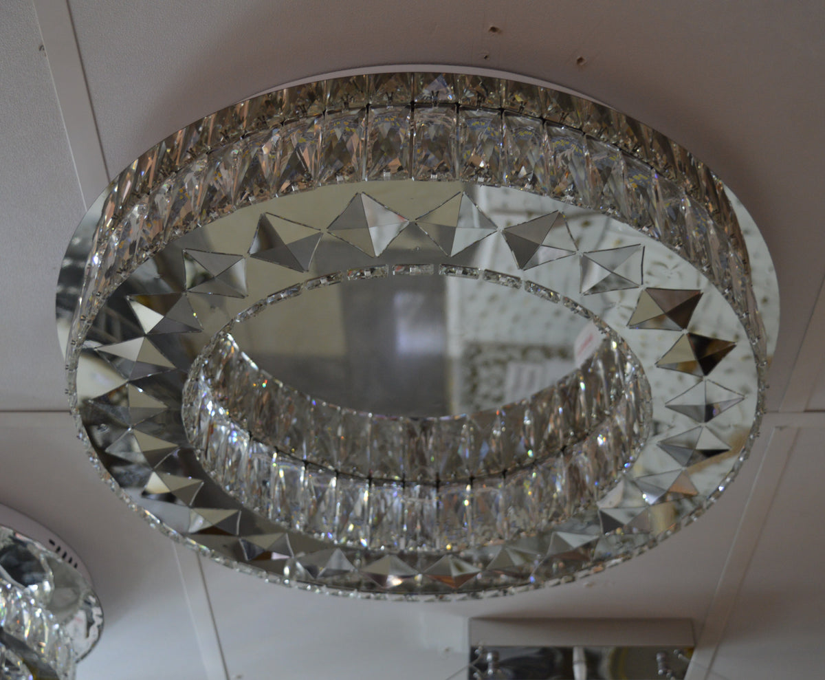 Luxury Double Ring Crystal LED Ceiling Light – 03 Colour Changing Feature