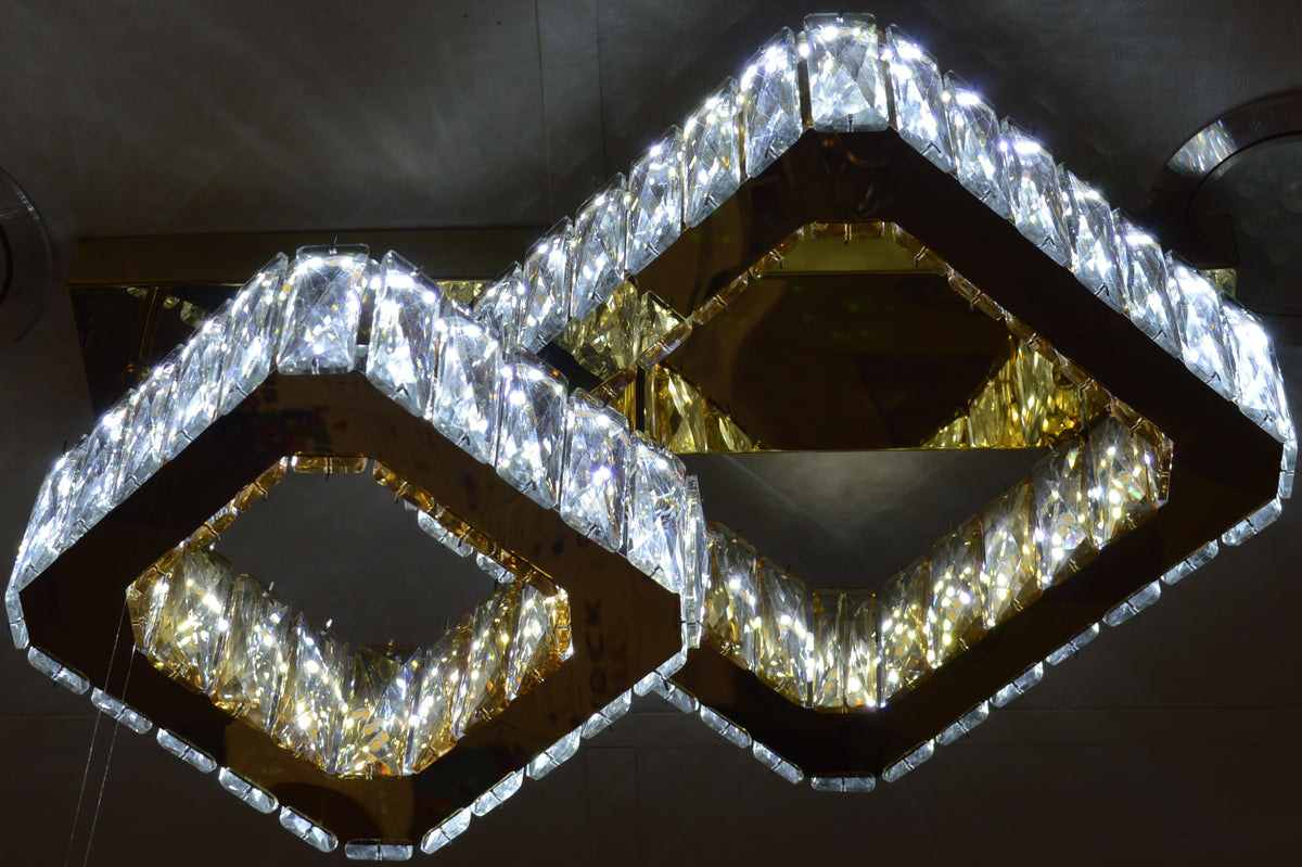 Modern Dual Square Ceiling LED Gold Finish - 3 Color Changing – 40W