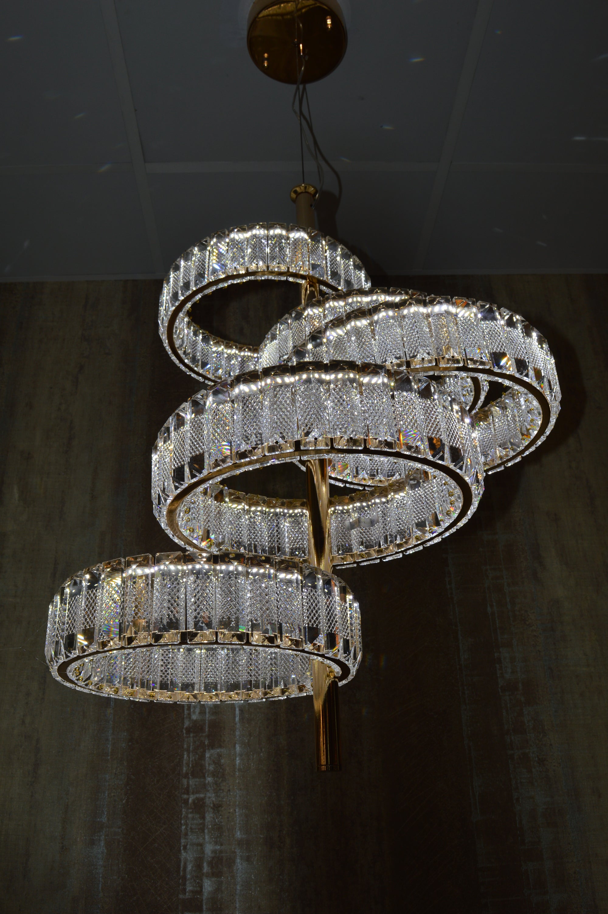 Modern Crystal Pendant Ceiling Light-colour changing brightness adjustment feature-remote control- with matching Floor & Table Lamps –Y608-400+600