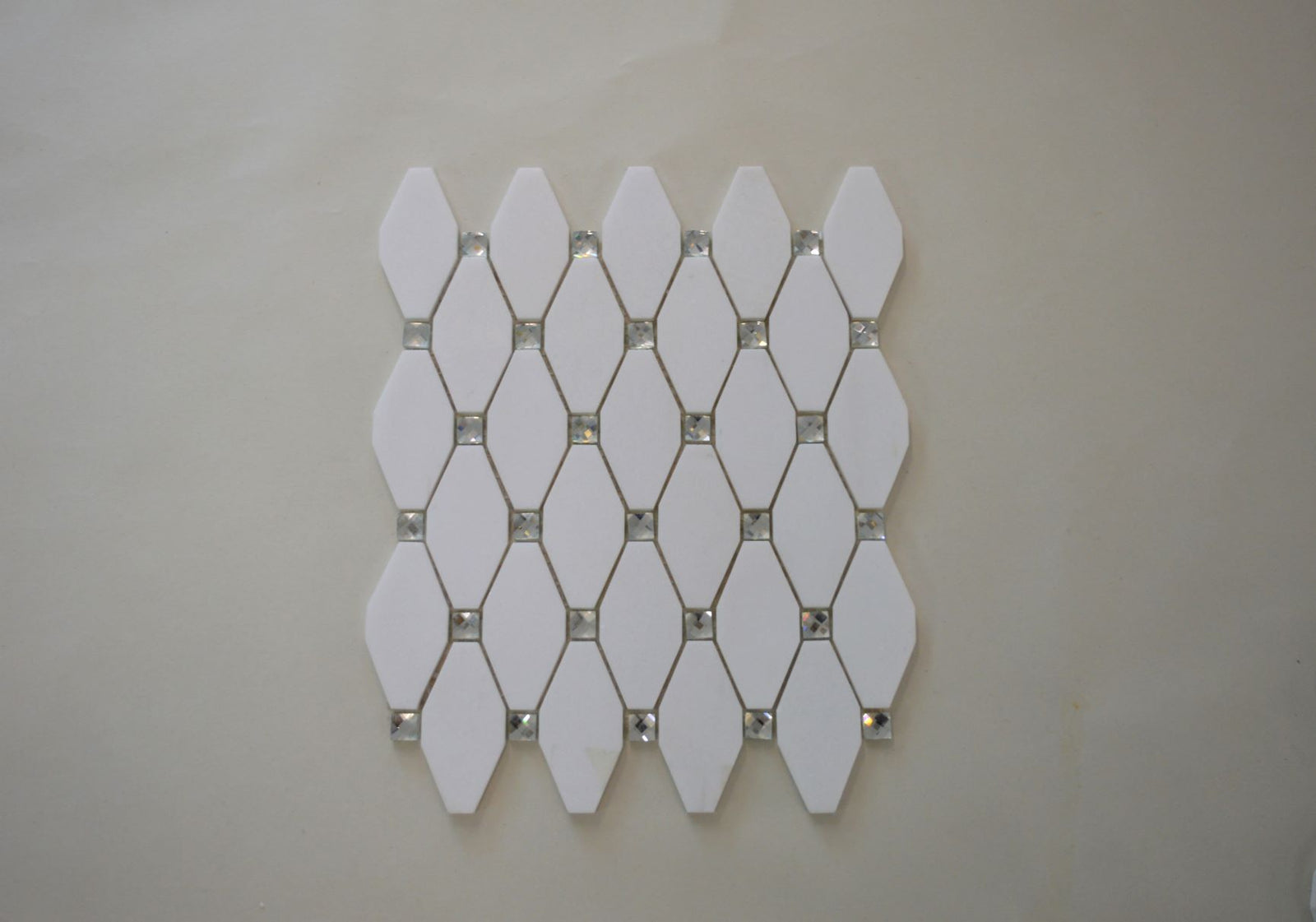 White, Grey, Beige & Black Marble Mosaic Tiles with Crystal  |300X340X8mm|10=1m2