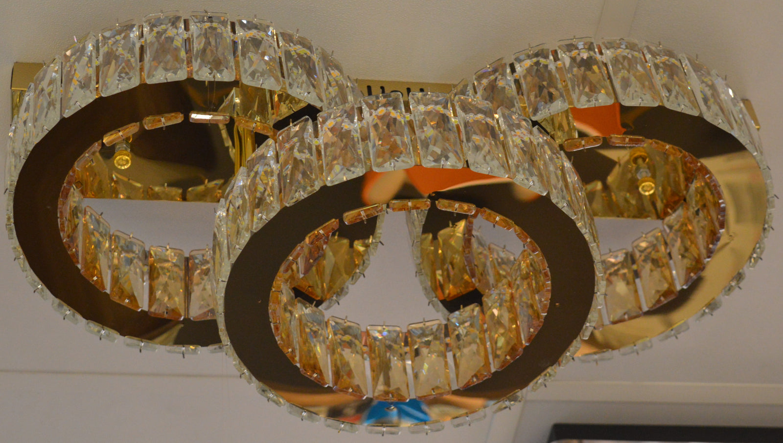 Modern Ceiling LED 03 Ring 3 Color Changing Light 50W Gold Finish