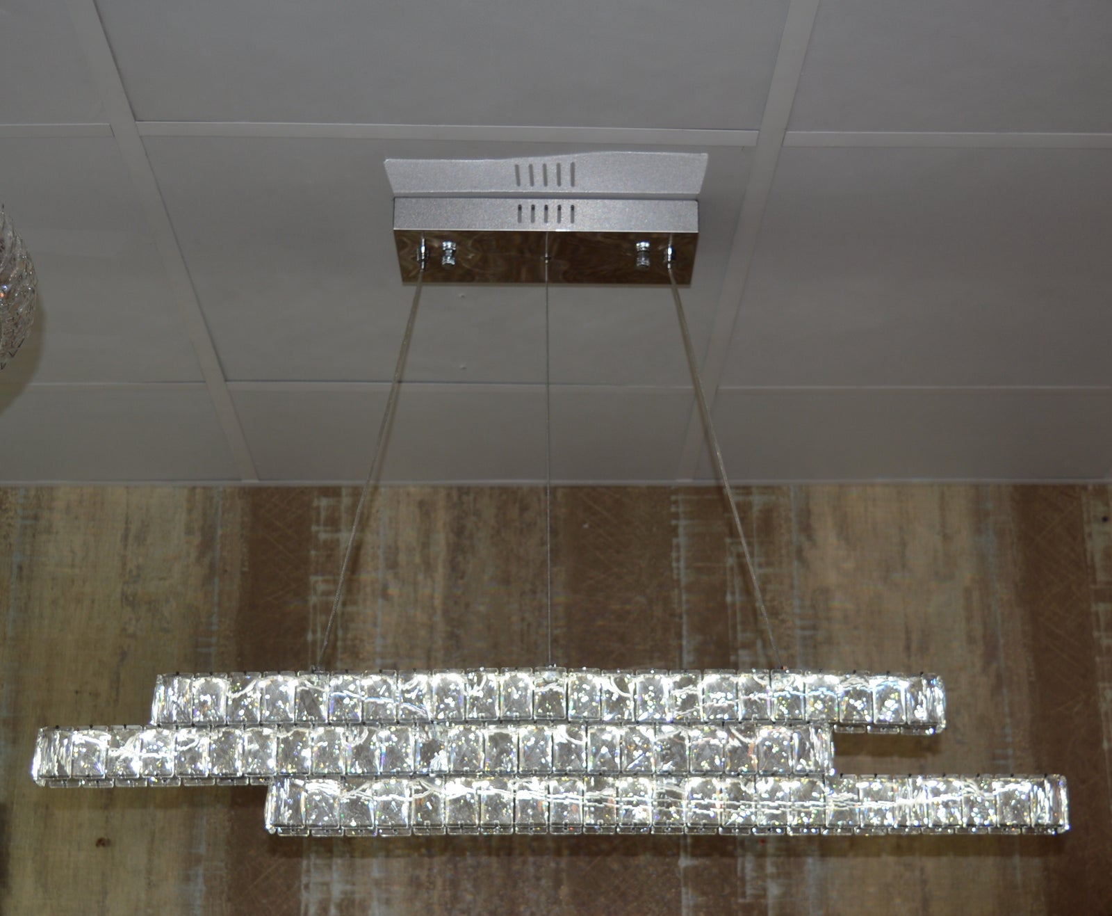 Zig Zag 3 Crystal Line Pendant Ceiling Light-Colour Changing Dimmable with Remote Control-9122-350-Chrome