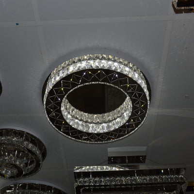 Round mirrored frame crystallic colour changing LED ceiling light [5051-450 & 5051-600]
