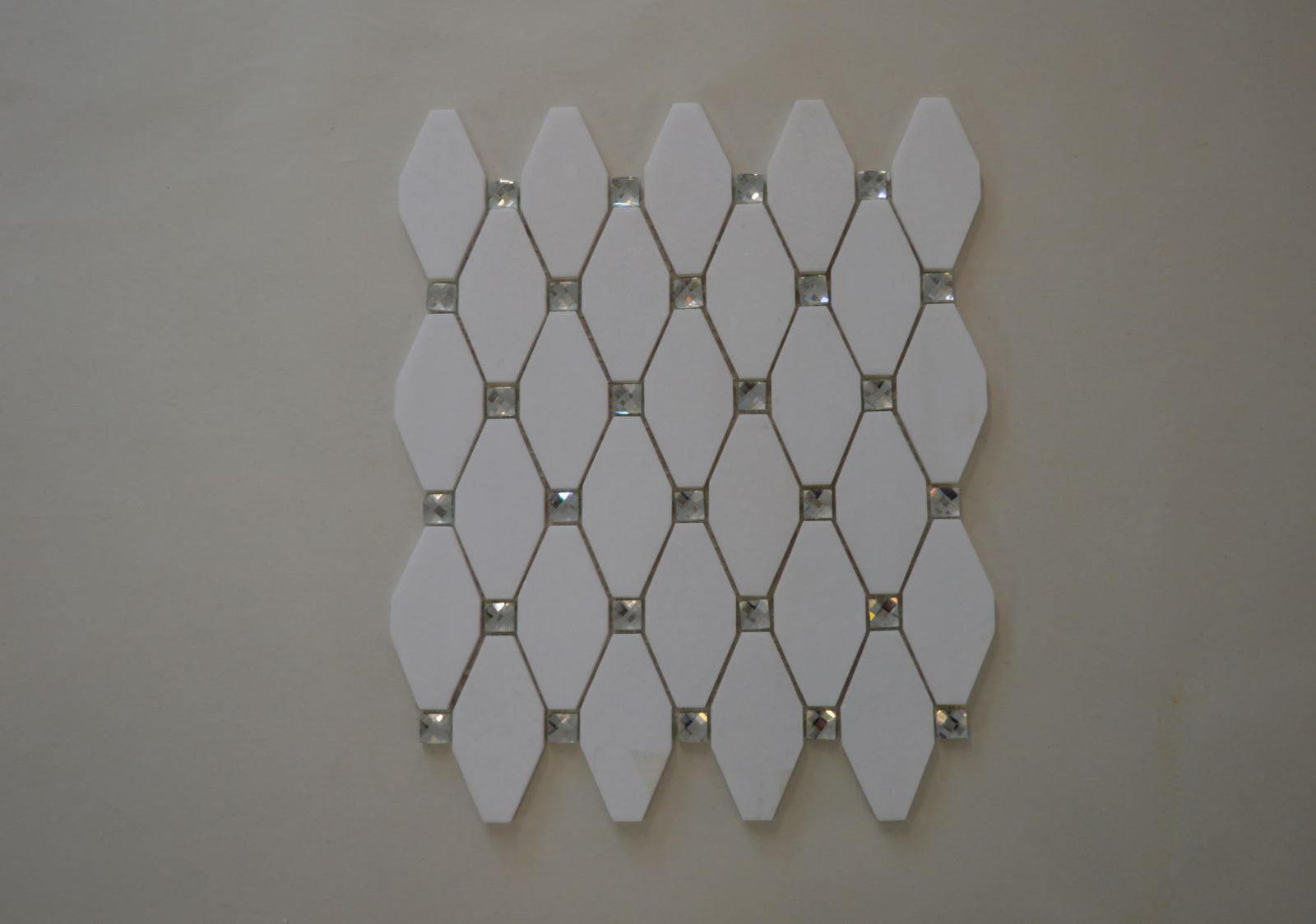 White, Grey, Beige & Black Marble Mosaic Tiles with Crystal  |300X340X8mm|10=1m2