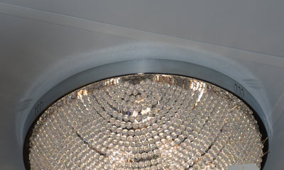 Oval Shape Beaded Crystal Drop Chrome Flush Mount Ceiling Light-6851CH