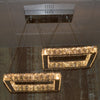 2 Square Crystallic LED Pendant Ceiling Lights -Colour Changing Dimmable with Remote Control-B9034-2-Chrome-85*45*13cm-32W