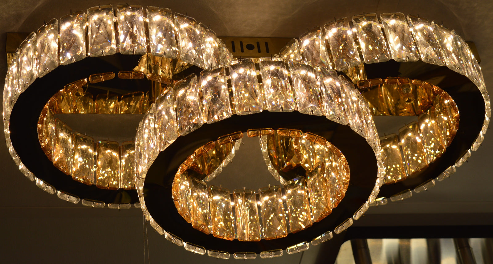 Modern Ceiling LED 03 Ring 3 Color Changing Light 50W Gold Finish