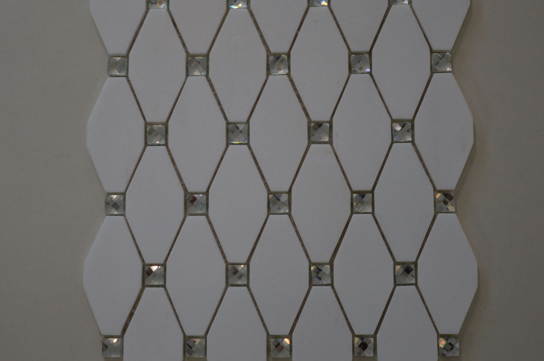 White, Grey, Beige & Black Marble Mosaic Tiles with Crystal  |300X340X8mm|10=1m2