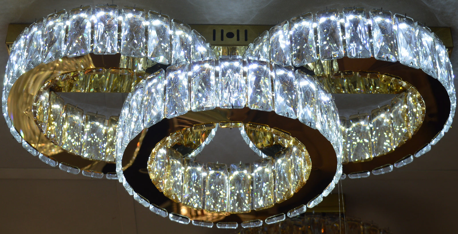 Modern Ceiling LED 03 Ring 3 Color Changing Light 50W Gold Finish