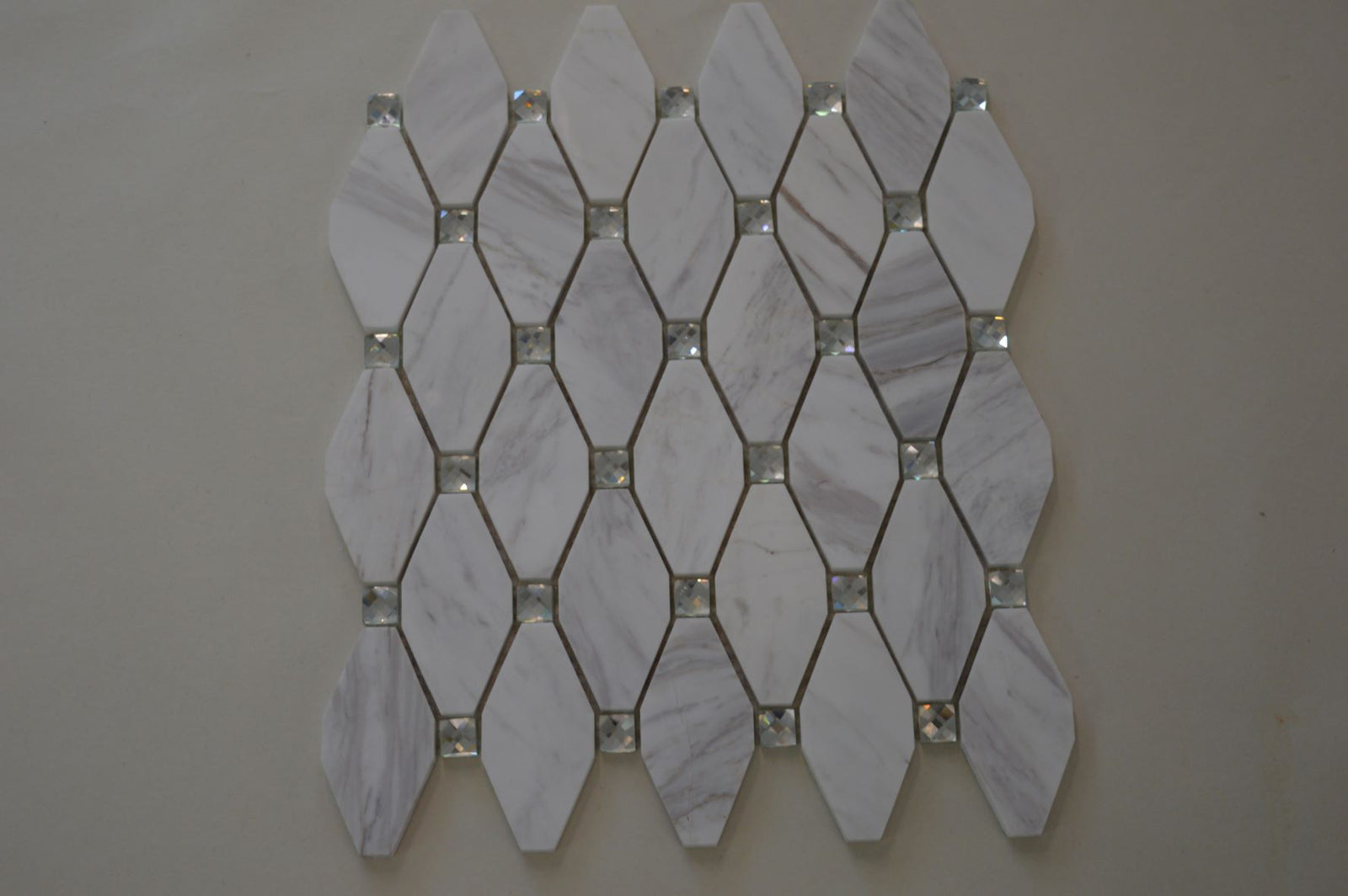 White, Grey, Beige & Black Marble Mosaic Tiles with Crystal  |300X340X8mm|10=1m2