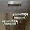 2 Square Crystallic LED Pendant Ceiling Lights -Colour Changing Dimmable with Remote Control-B9034-2-Chrome-85*45*13cm-32W