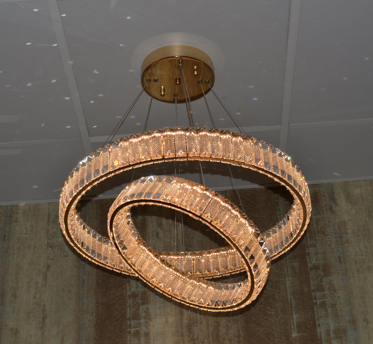 5 Tier Crystal LED Pendant Ceiling Light-color changing & dimmer feature with remote control –Y608-400+600